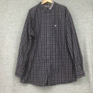 Ariat Button Shirt Mens XXL Tall Pro Series Grey Long Sleeve Western Rodeo Logo